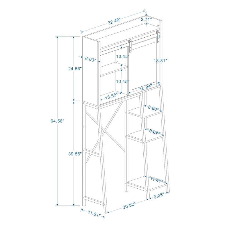 Over The Toilet Storage Cabinet Bathroom Shelves Over Toilet - 32.48 L * 11.81 W * 64.56 H