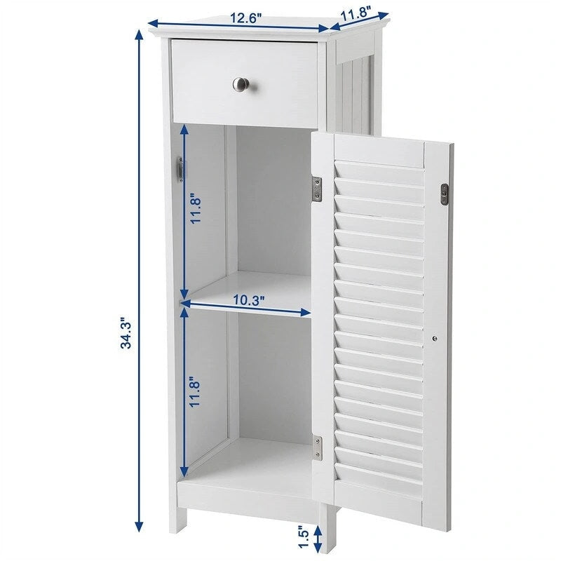 Bathroom Floor Cabinet Storage Organizer Set - 11.8 D x 12.6 W x 34.3 H