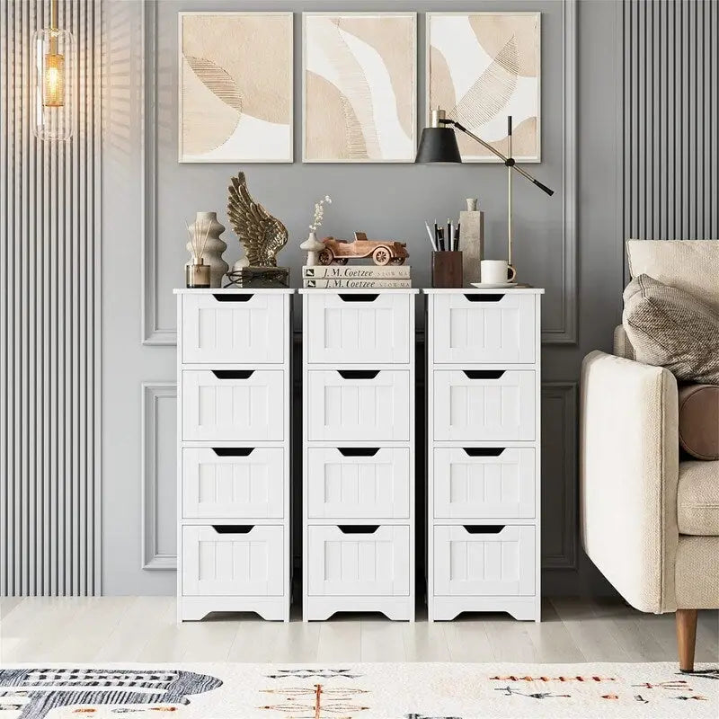 Bathroom Storage Cabinet Side Cabinet with 4 Drawers - 11.8 D x 11.8 W x 32.5 H