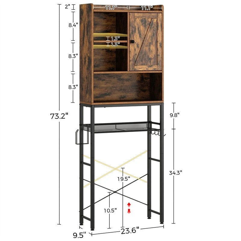 Over the Toilet Storage Cabinet - 9.5 D x 23.6 W x 73.2 H