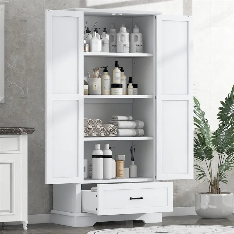 Tall Bathroom Storage Cabinet,Cabinet with Two Doors and One Drawer