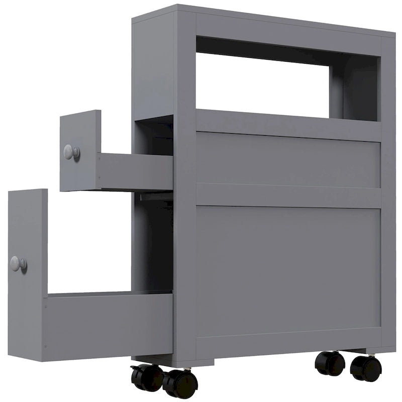 6.25 x20.5 x28.25  Wood Rolling Narrow Bathroom Side Storage Cabinet