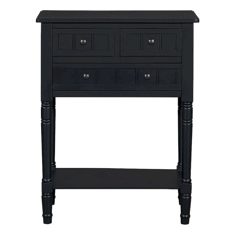 23.7 Farmhouse Solid Wood Console Table with 3 Drawers and Bottom Shelf