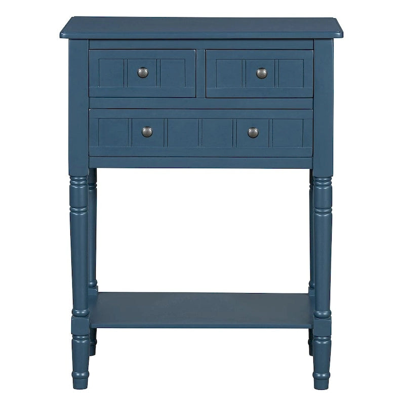 23.7 Farmhouse Solid Wood Console Table with 3 Drawers and Bottom Shelf