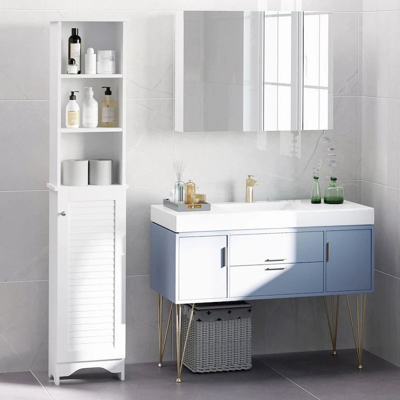 Tower with 3-Tier Open Adjustable Shelf